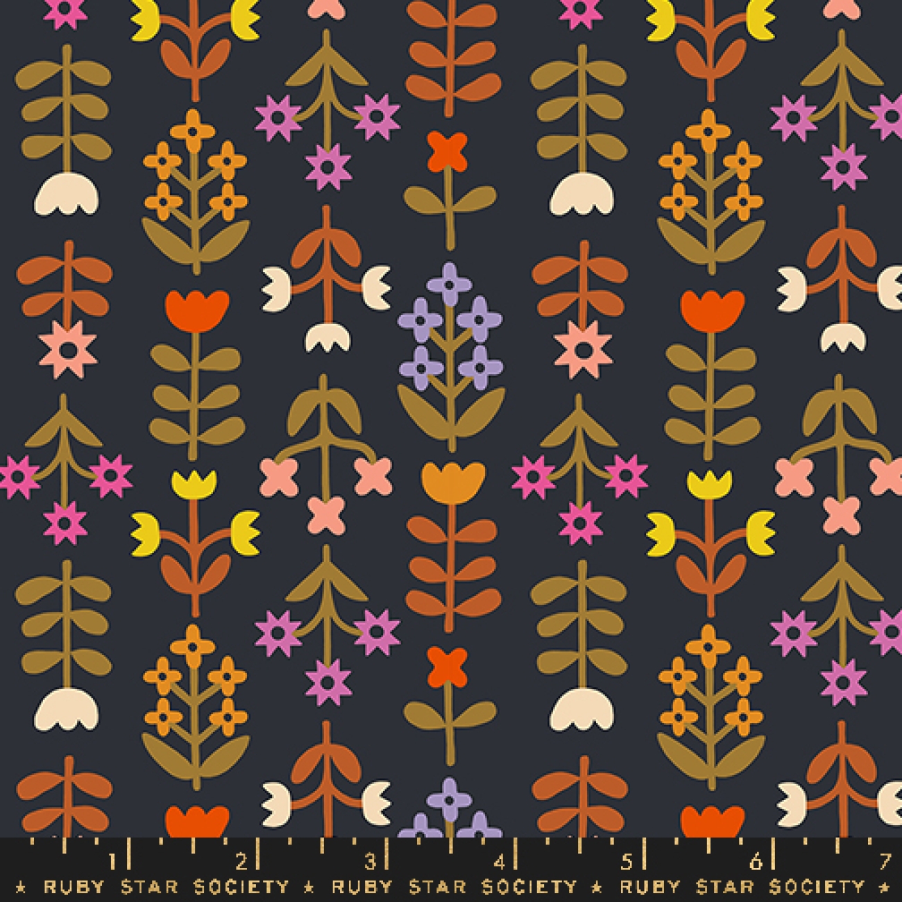 Baumwolle Patchwork - Ruby Star Society - Favorite Flowers - Meadow - Soft Black